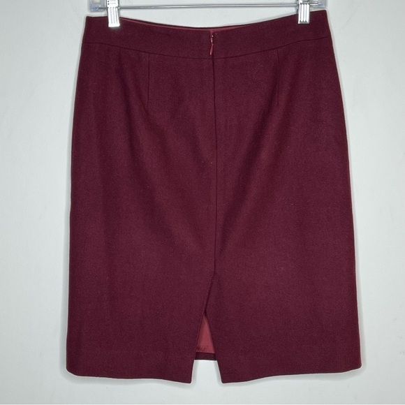 J. Crew Factory The Pencil Skirt Double Serge Wool Blend Burgundy Mulberry - Picture 2 of 8